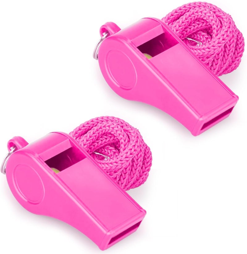 Hipat Loud Sports Whistle with Lanyard – High-Pitched Pink Plastic Whistles for Coaches, Outdoor Safety, Dog Training, Party Favors - Image 1